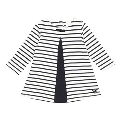 Girls' white striped pleated dress